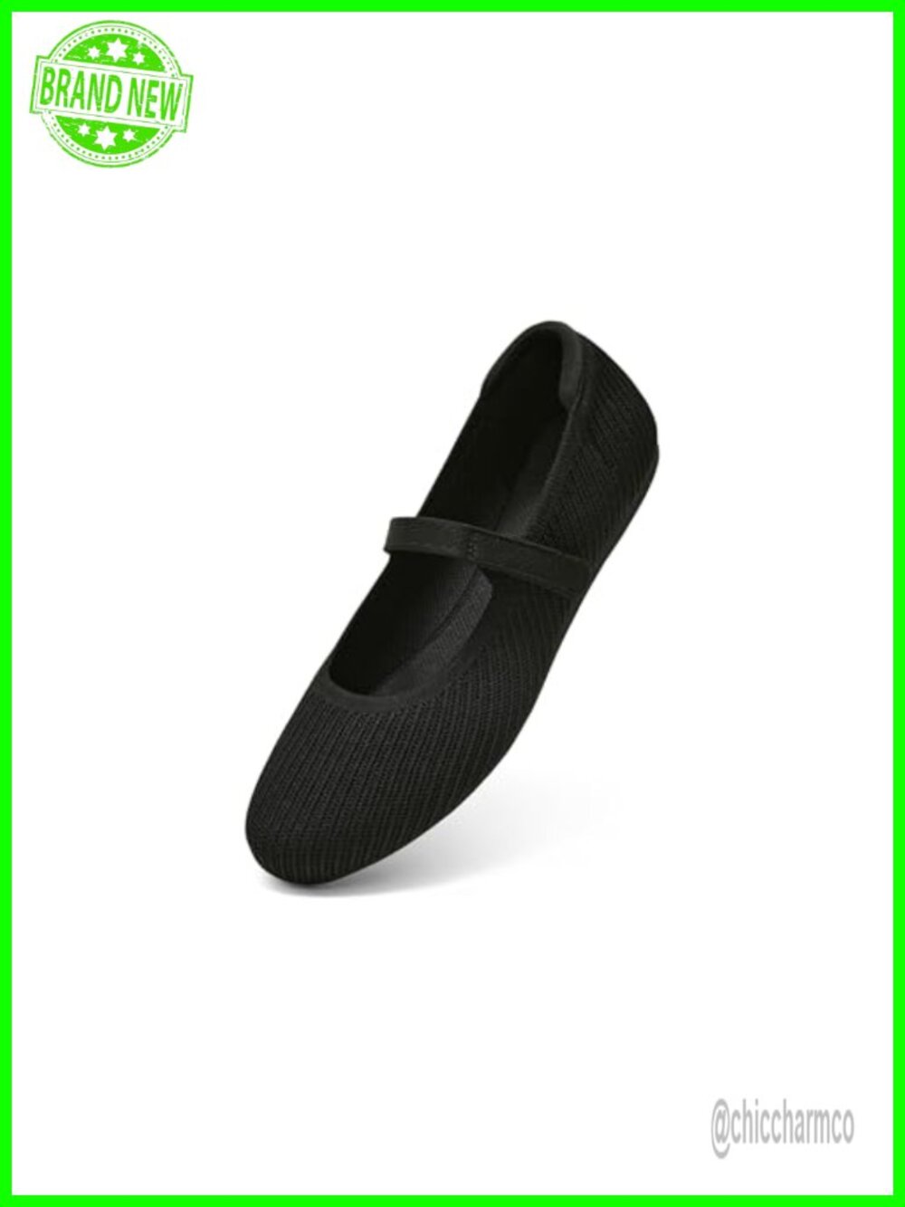 Women's Knit Mary Jane Flats Adjustable Hook and Loop Slip On Shoes